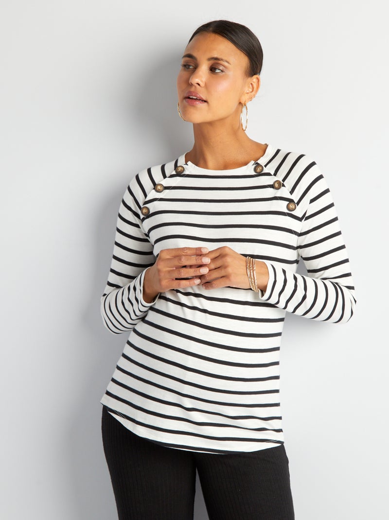 T-shirt de amamentação às riscas BRANCO - Kiabi