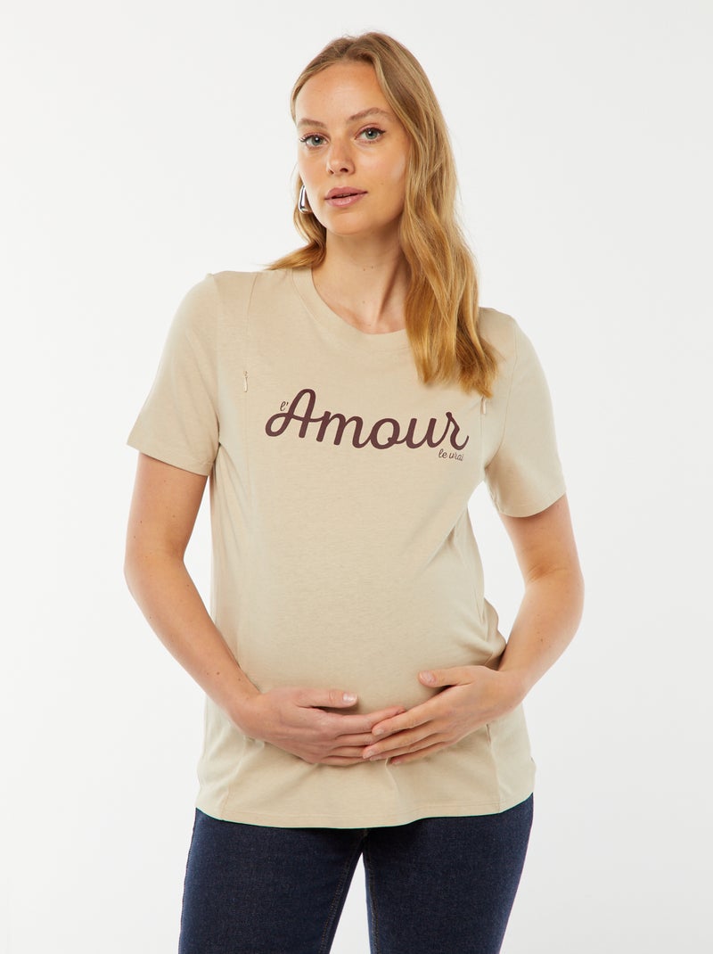 T-shirt de amamentação Bege - Kiabi