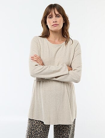 T-shirt de amamentação canelado