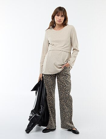 T-shirt de amamentação canelado