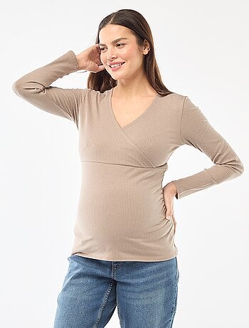 T-shirt de amamentação canelado