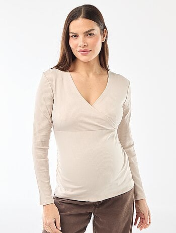 T-shirt de amamentação canelado