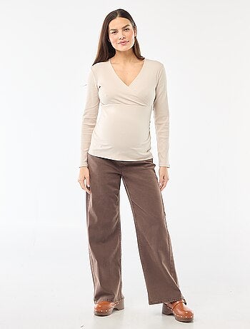 T-shirt de amamentação canelado