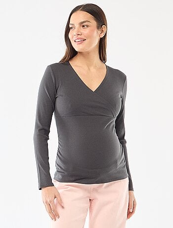 T-shirt de amamentação canelado