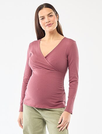 T-shirt de amamentação canelado