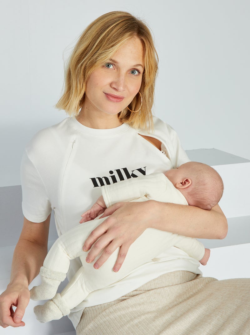 T-shirt de amamentação com aberturas BRANCO - Kiabi