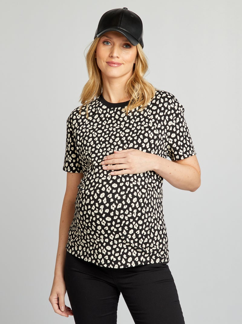 T-shirt de amamentação com aberturas PRETO - Kiabi