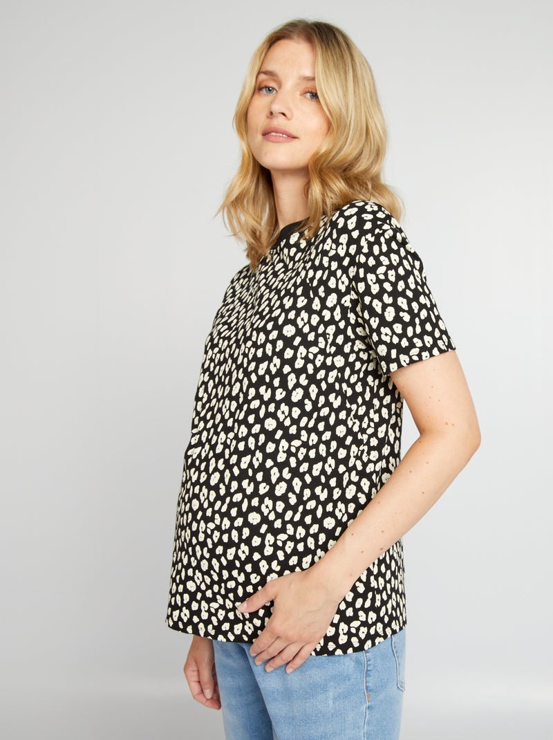 T-shirt de amamentação com aberturas PRETO - Kiabi