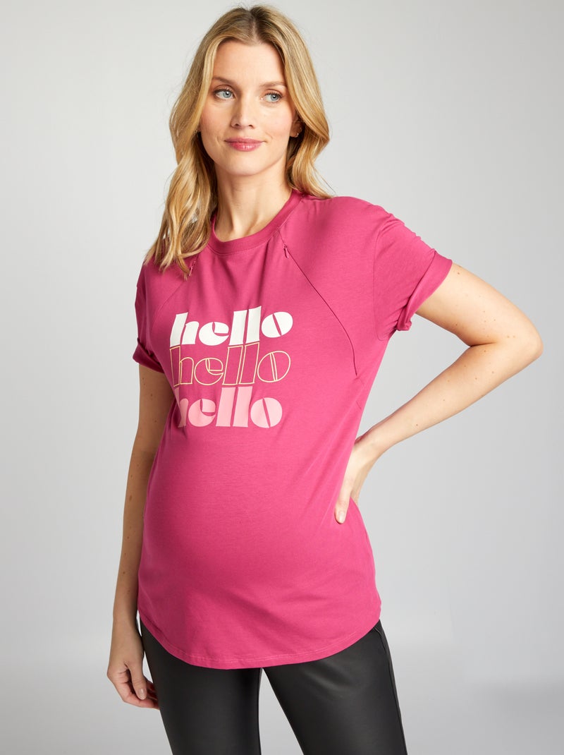 T-shirt de amamentação com aberturas ROSA - Kiabi