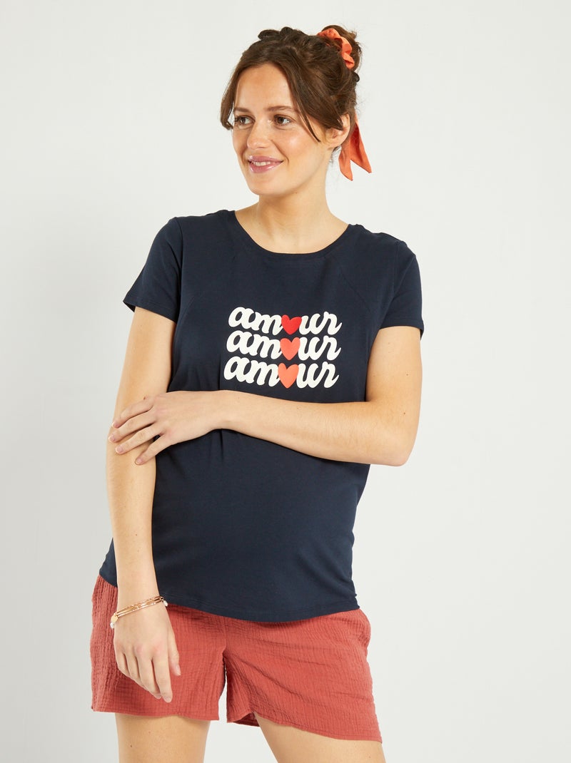 T-shirt de amamentação com fechos ocultos AZUL - Kiabi