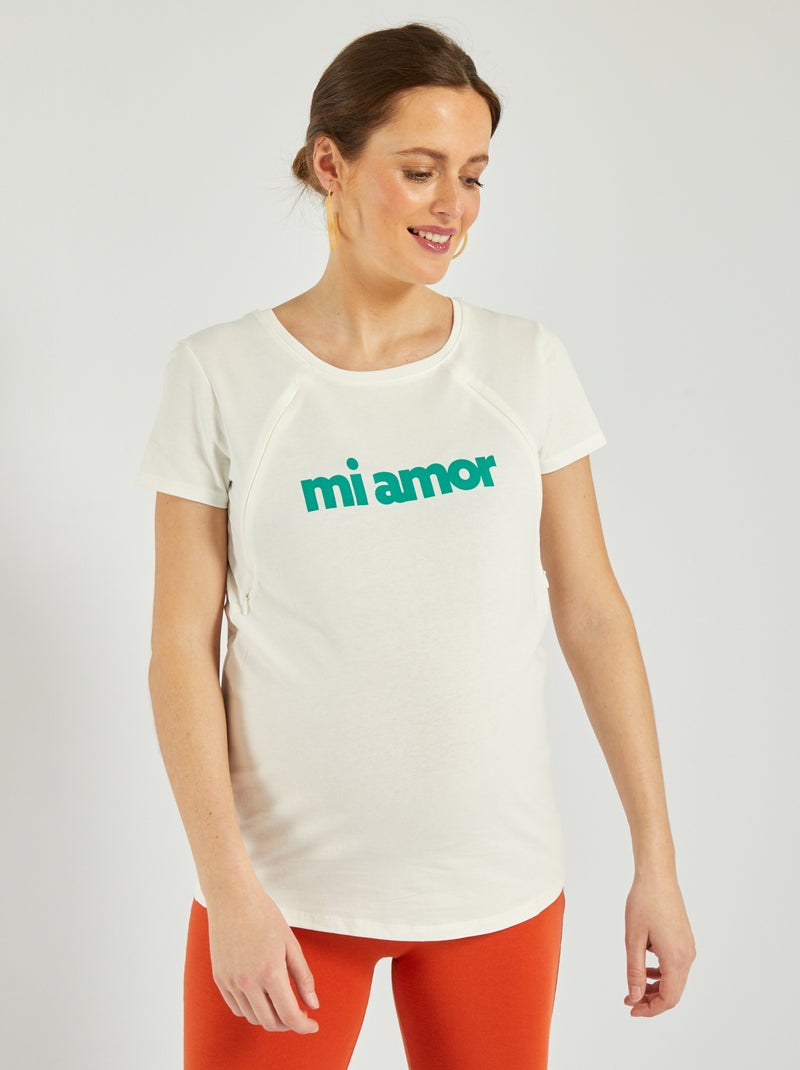 T-shirt de amamentação com fechos ocultos BRANCO - Kiabi