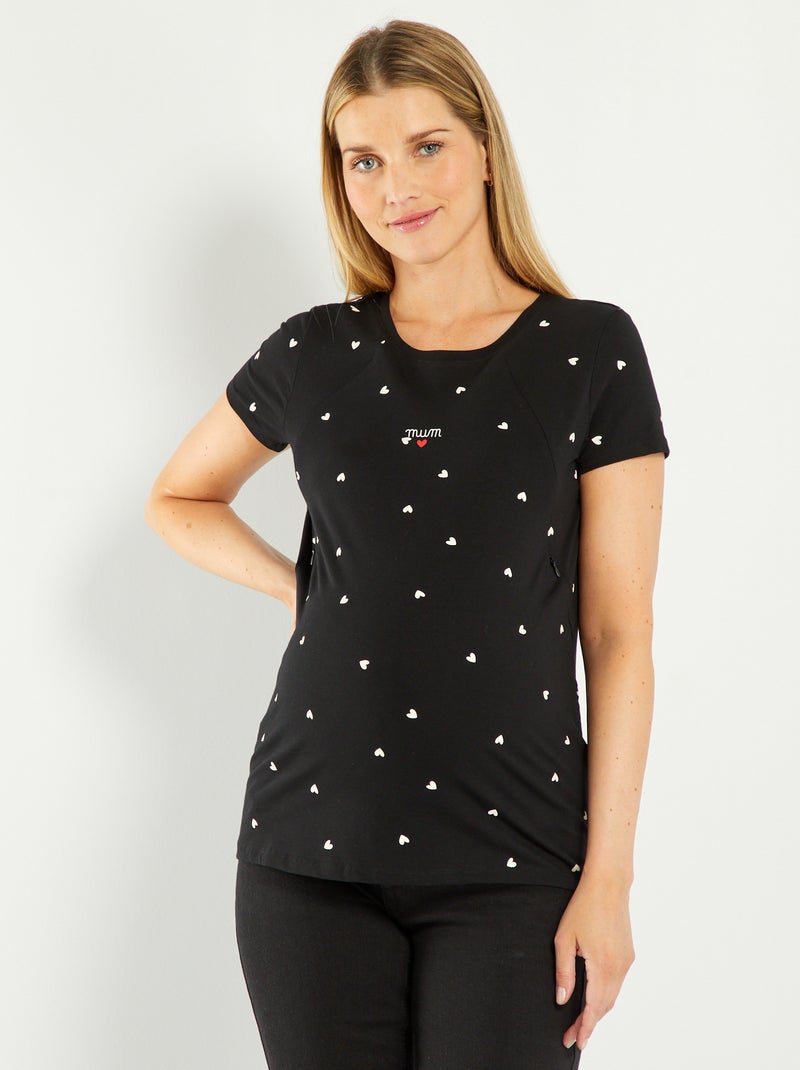T-shirt de amamentação com fechos ocultos PRETO - Kiabi
