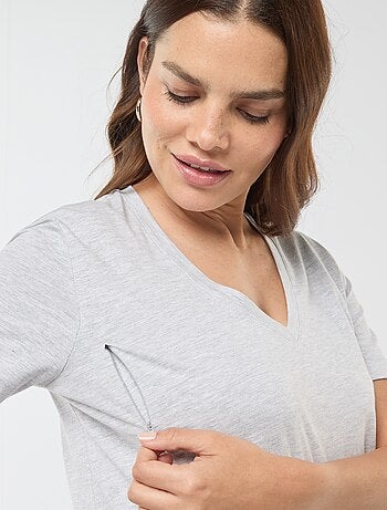 T-shirt de amamentação com gola em bico