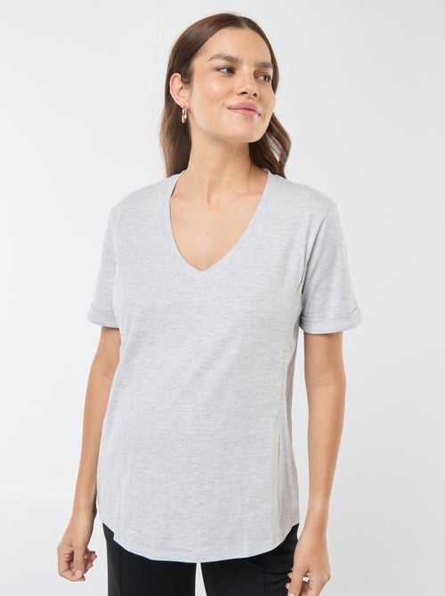 T-shirt de amamentação com gola em bico - Kiabi