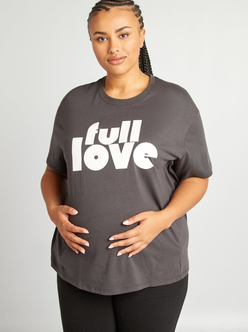 T-shirt de amamentação com gola redonda PRETO - Kiabi