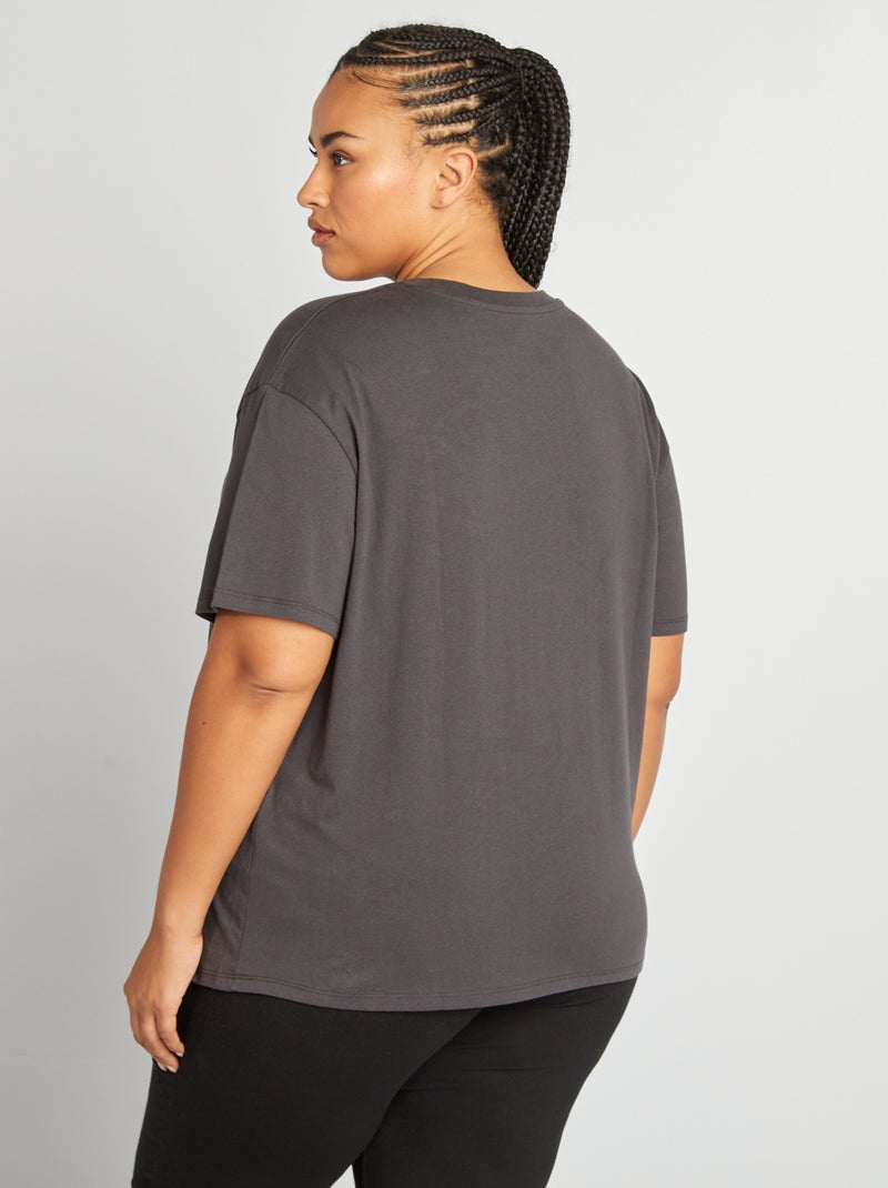 T-shirt de amamentação com gola redonda PRETO - Kiabi