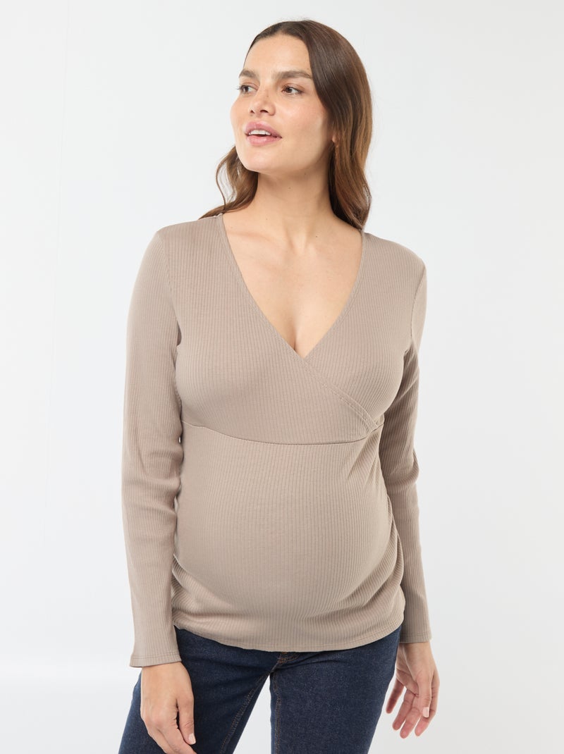 T-shirt de amamentação cruzada Bege - Kiabi