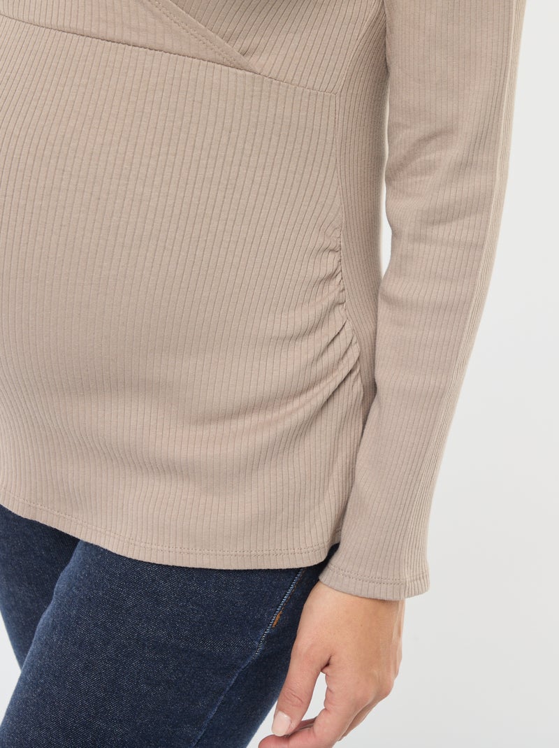 T-shirt de amamentação cruzada Bege - Kiabi