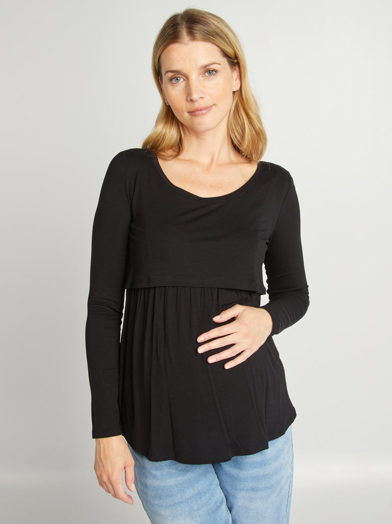 T-shirt de amamentação em jersey Preto - Kiabi