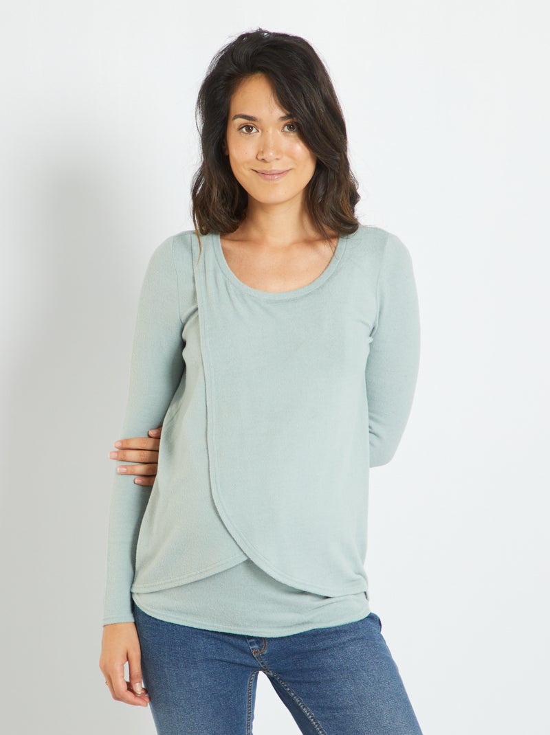 T-shirt de amamentação em malha peluche Azul - Kiabi