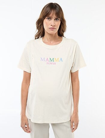 T-shirt de amamentação estampado de manga curta