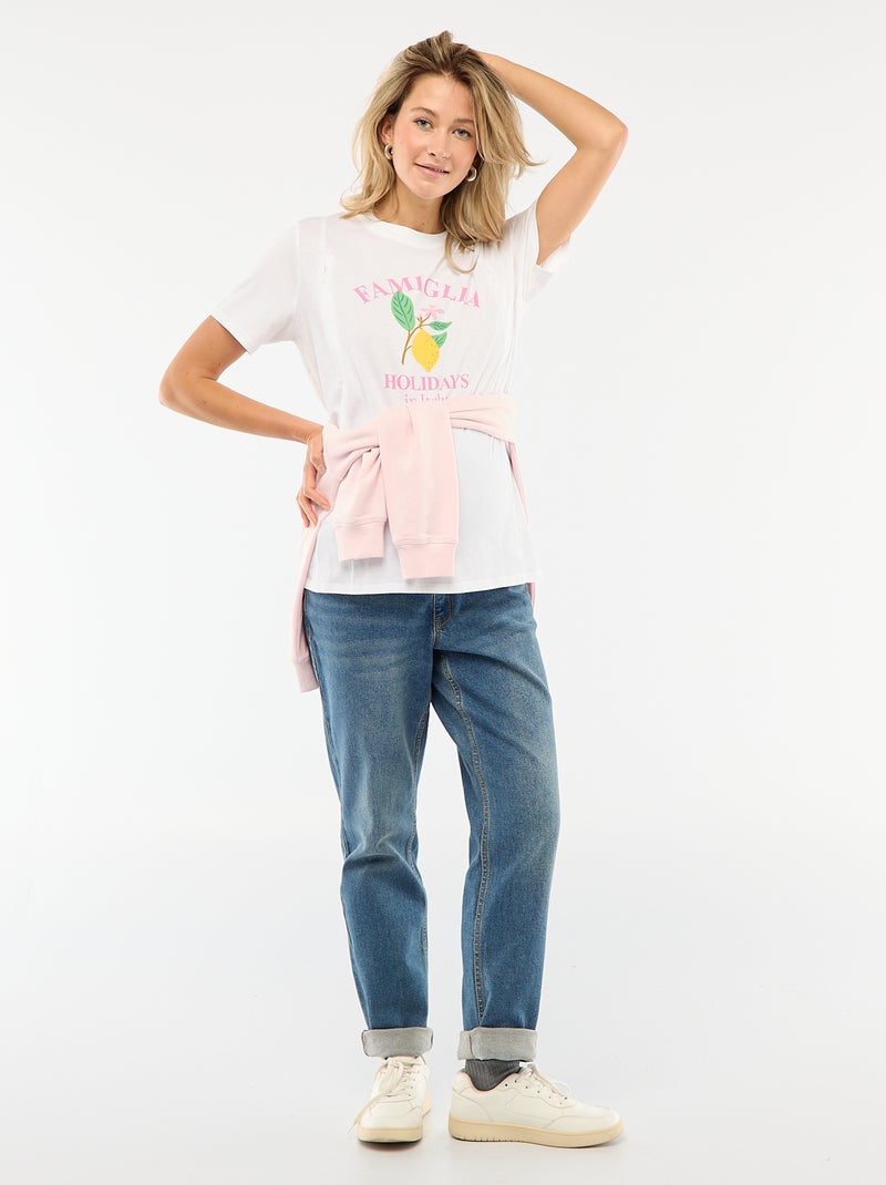 T-shirt de amamentação estampado de manga curta Branco - Kiabi