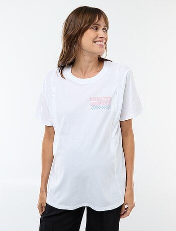 T-shirt de amamentação estampado de manga curta