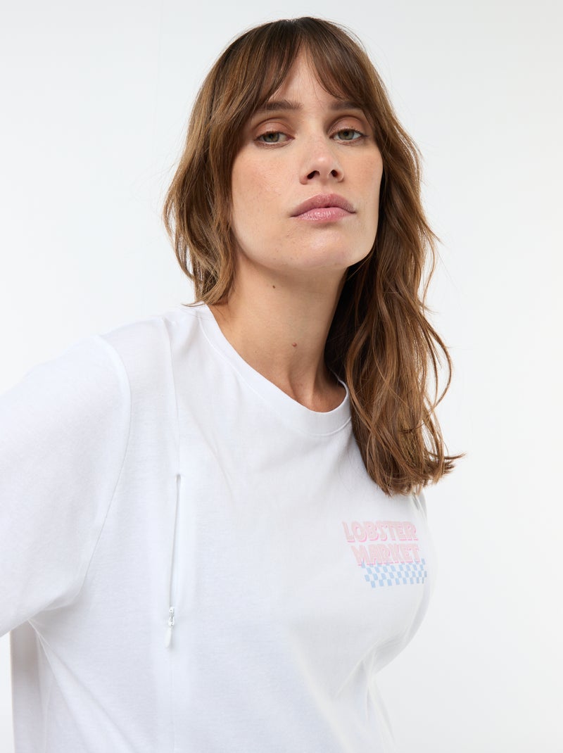 T-shirt de amamentação estampado de manga curta Branco - Kiabi