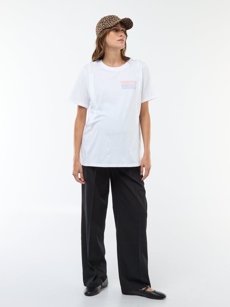T-shirt de amamentação estampado de manga curta Branco - Kiabi