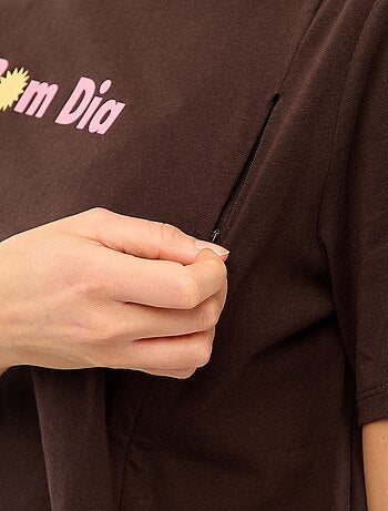 T-shirt de amamentação estampado de manga curta