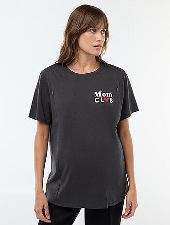 T-shirt de amamentação estampado de manga curta