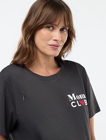 T-shirt de amamentação estampado de manga curta
