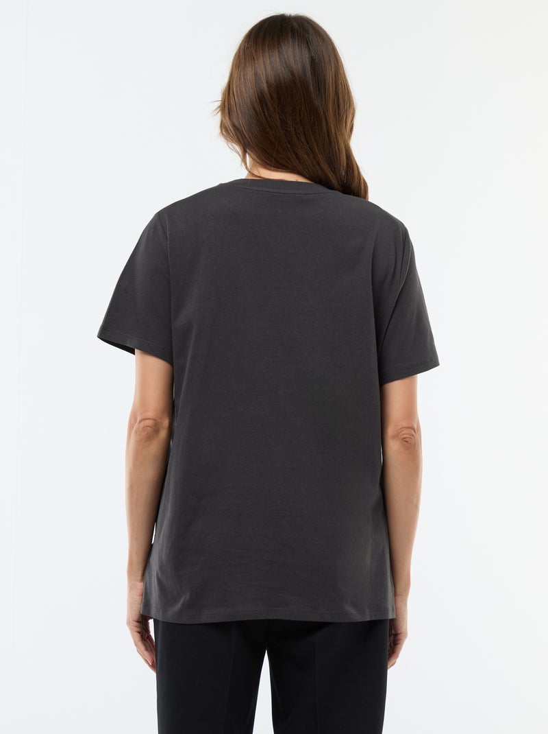 T-shirt de amamentação estampado de manga curta Preto - Kiabi