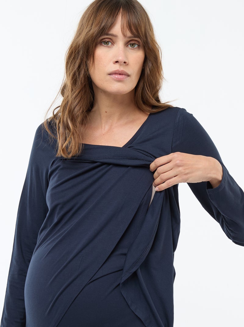T-shirt de amamentação mesclado Azul - Kiabi