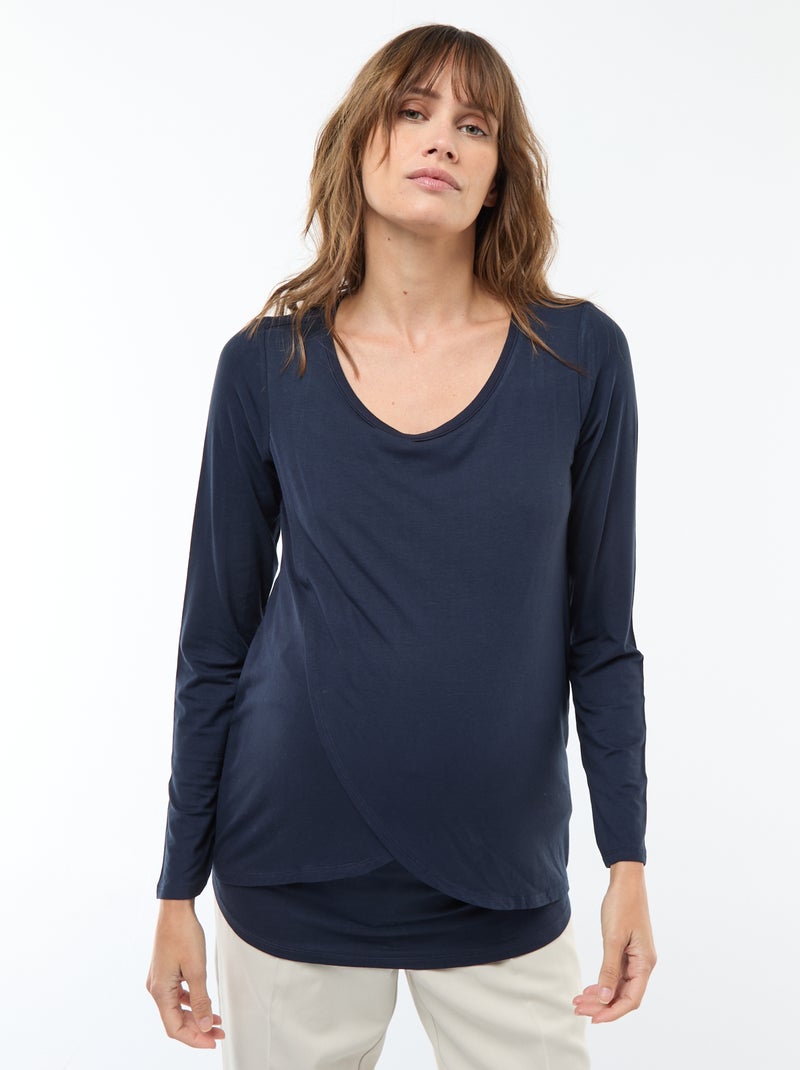 T-shirt de amamentação mesclado Azul - Kiabi