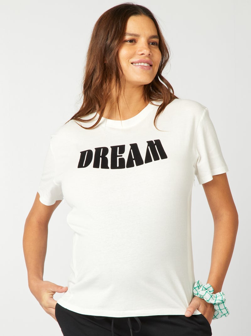 T-shirt de amamentar com estampado BRANCO - Kiabi