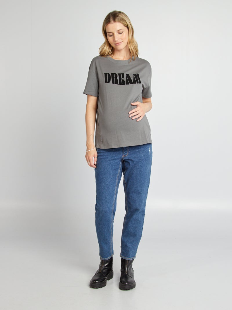 T-shirt de amamentar com estampado CINZA - Kiabi