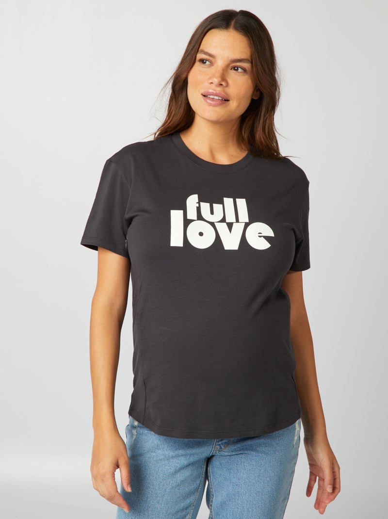 T-shirt de amamentar com estampado PRETO - Kiabi