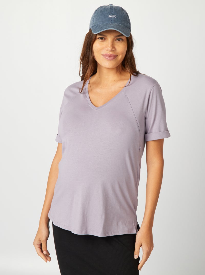 T-shirt de amamentar com gola em bico VIOLETA - Kiabi