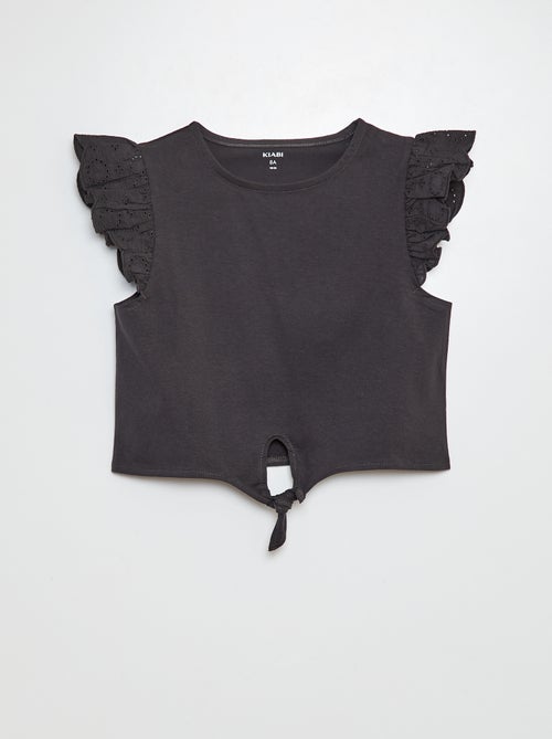 T-shirt de apertar com mangas curtas com folhos - Kiabi