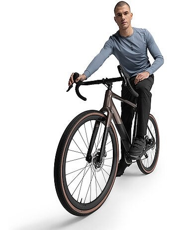 T-shirt de ciclismo gravel de manga comprida para homem