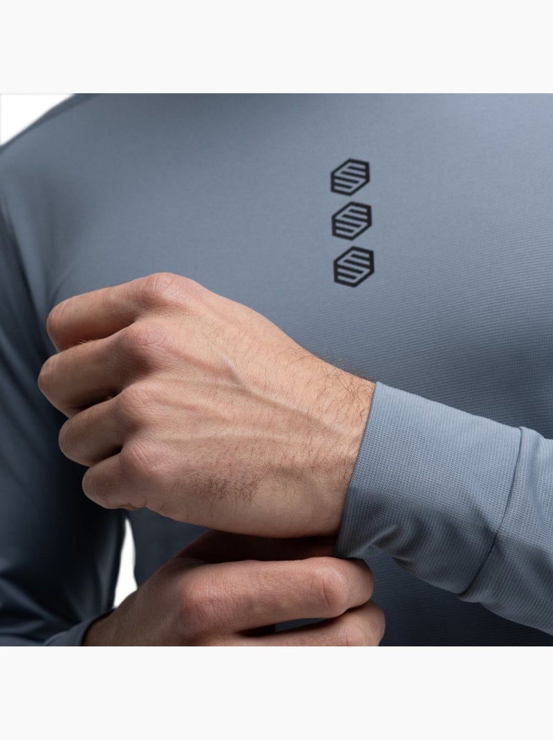 T-shirt de ciclismo gravel de manga comprida para homem Azul - Kiabi