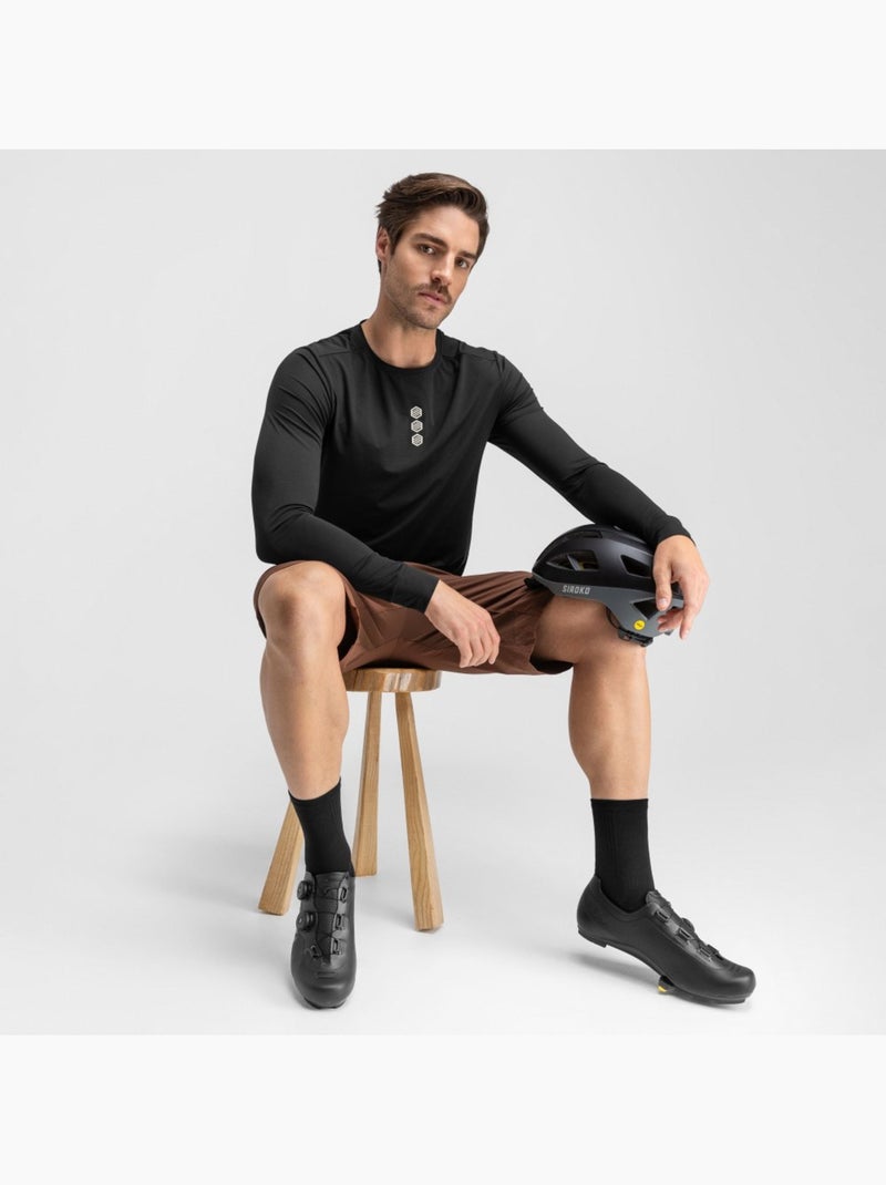 T-shirt de ciclismo gravel de manga comprida para homem Preto - Kiabi