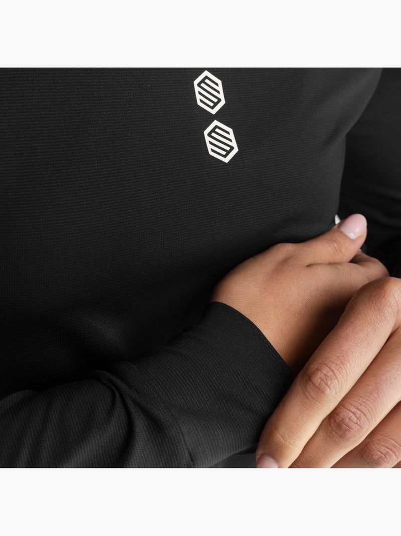 T-shirt de ciclismo gravel de manga comprida para mulher Preto - Kiabi