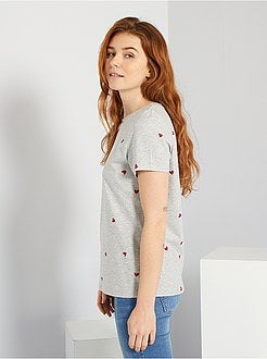 T-shirt de conceção ecológica com estampado 'corações' - Kiabi