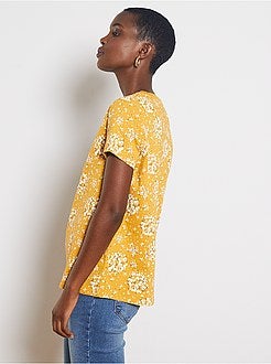 T-shirt de conceção ecológica com estampado 'flores' - Kiabi