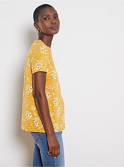 T-shirt de conceção ecológica com estampado 'flores' - Kiabi