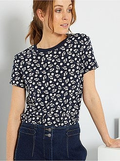 T-shirt de conceção ecológica com estampado 'flores' - Kiabi