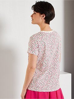 T-shirt de conceção ecológica com estampado 'flores' - Kiabi