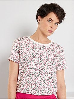 T-shirt de conceção ecológica com estampado 'flores' - Kiabi
